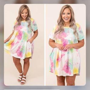 Plus Size Chic Soul Tie Dye Babydoll Dress 1X